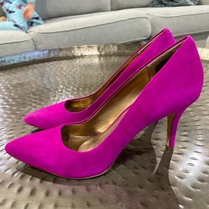 BCBG Hot Pink Suede Pumps